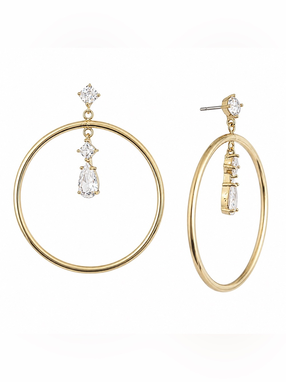 Givenchy Gold-Tone Logo Disc Drop Hoop Earrings